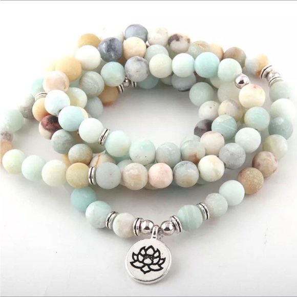 Jewelry - Amazonite Lotus 108 Mala Necklace Bracelet
